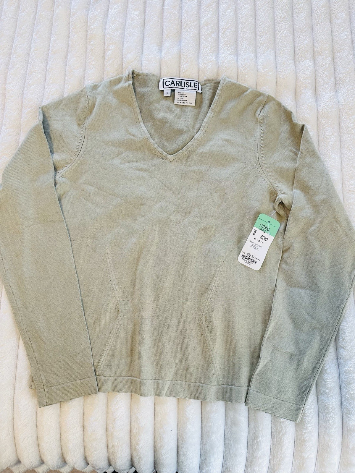 NWT! Vintage 1990s Carlisle Silk Blend Long-Sleeve Sage Green Women’s Sweater S