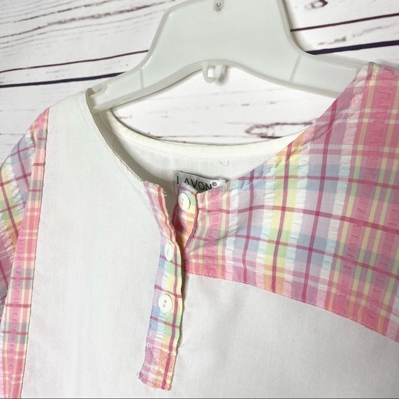 Vintage 80’s Pink Plaid Preppy Seersucker Top and Shorts 2 Piece Set Size Small