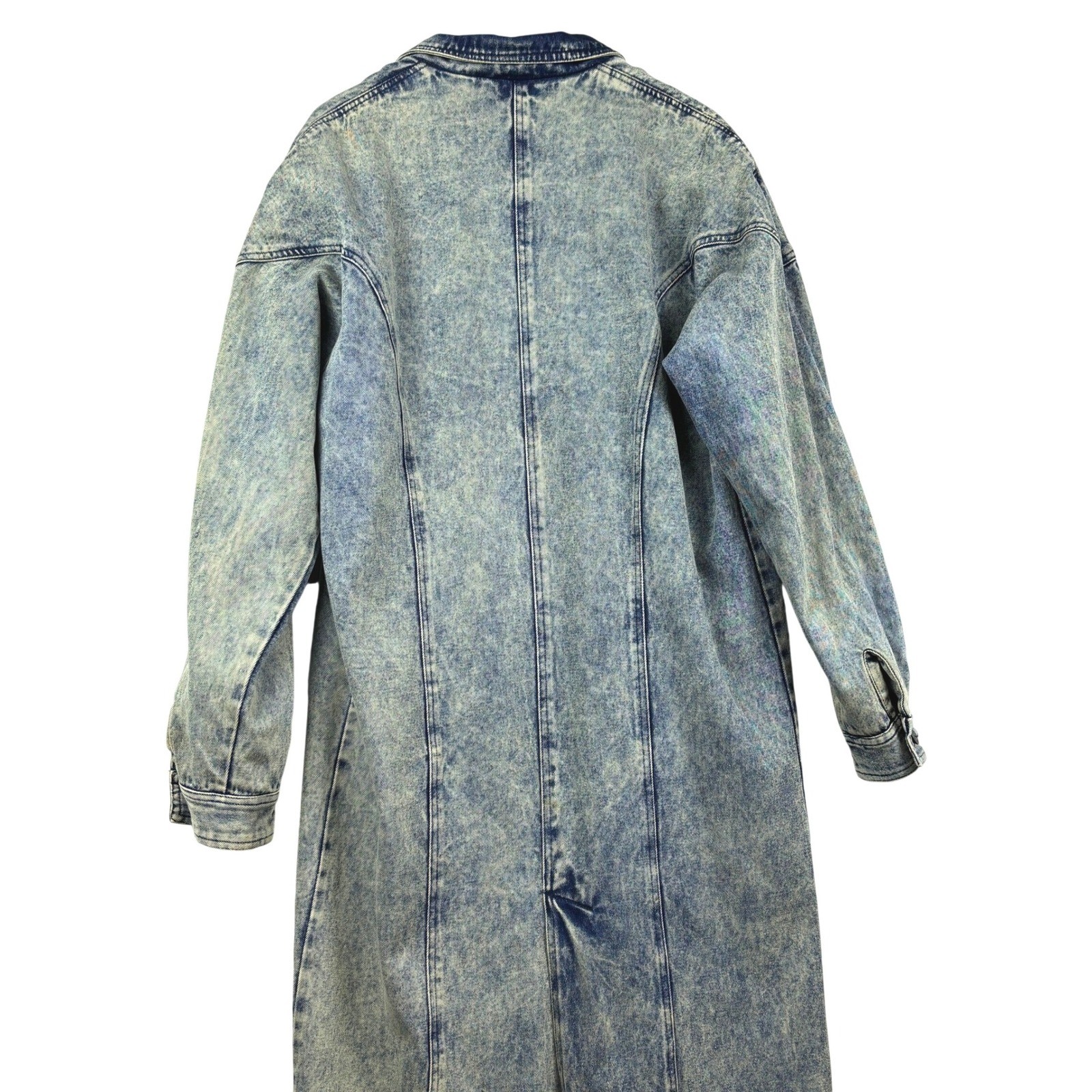 VTG Blue Zone Acid Wash Denim Duster Coat XL 80s Moto Edgy Boho Retro Streetwear