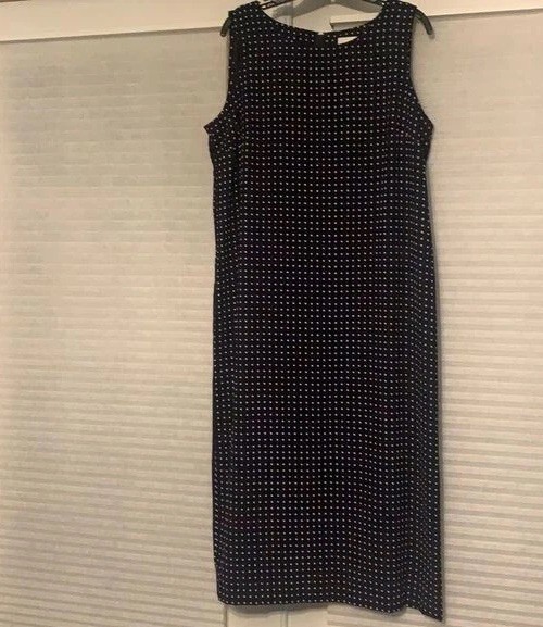 Vintage Halmode Petites Black White Modest Overalls Sleeveless Maxi Dress Sz 14