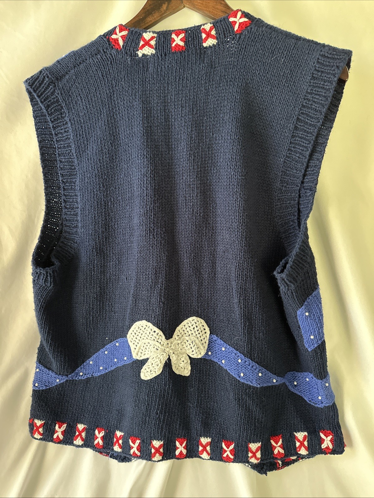 Cottage Core BellePointe Knitted Vest Patriotic Theme Size XL