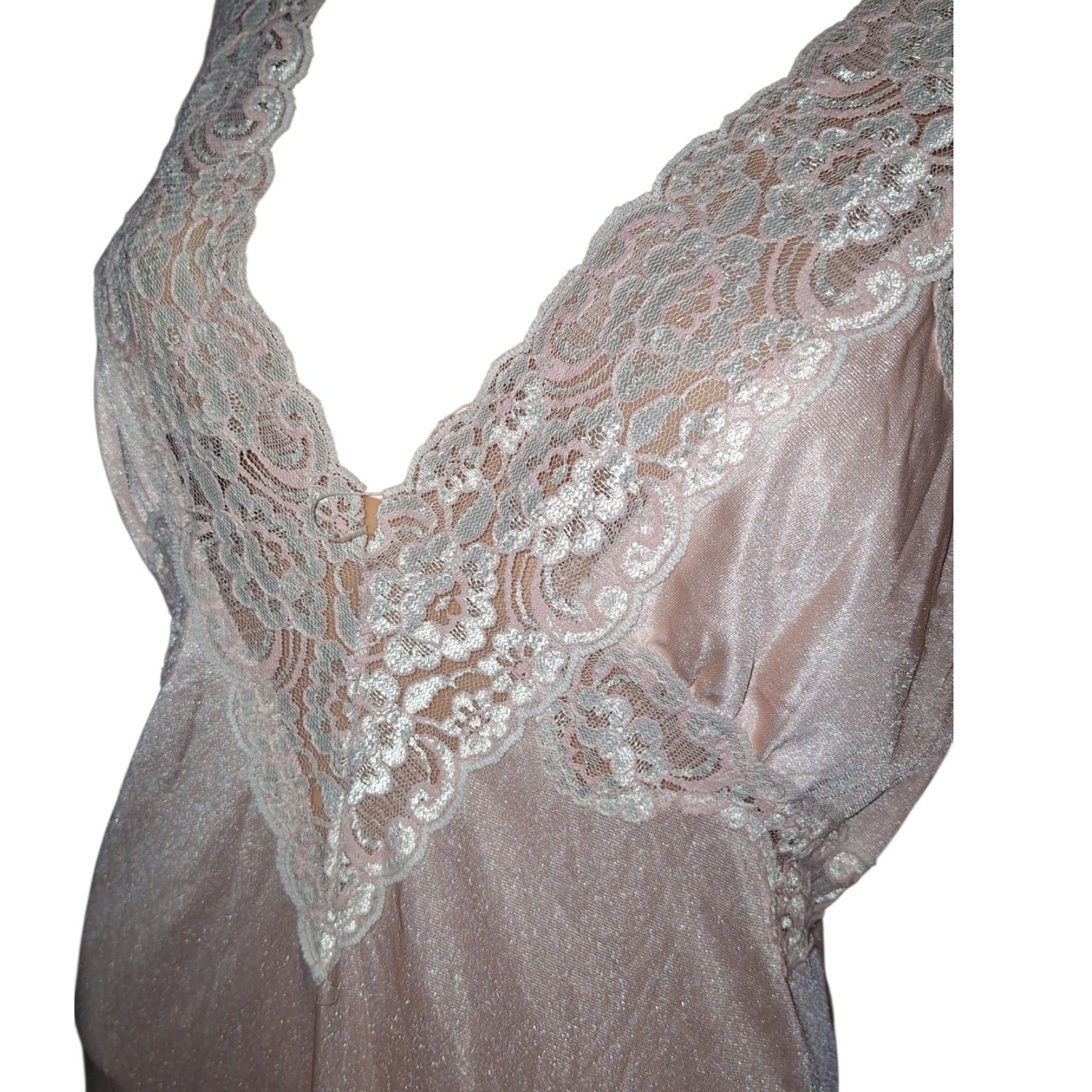 Vtg Jill Andrea of New York Pink Sheer Lace Peignoir Set Coquette Cottagecore