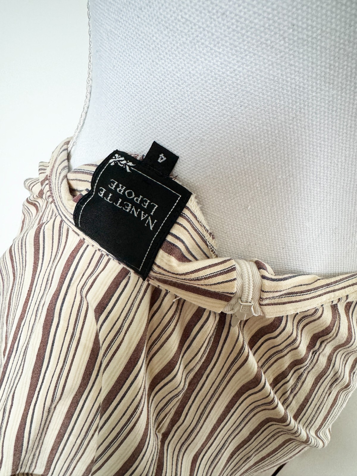 Vintage Y2K 1990s Nanette Lepore Brown Pinstripe Miniskirt Size 4 with Pocket