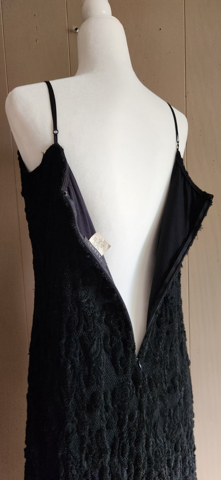 Vin: 80s Casadei Black Brocade Chiffon Rhinestone Evening Dress Beautiful Sz 18
