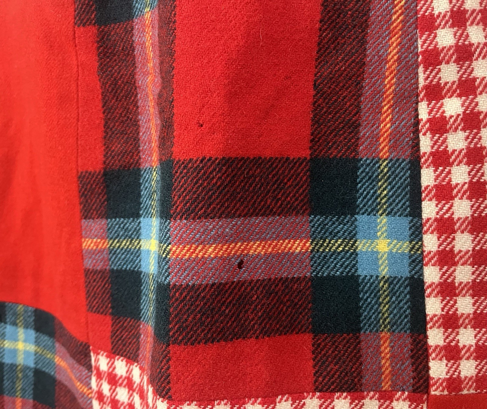 Vintage 70’s Agile Florence Walsh Wool Red Multi Plaid Patchwork Skirt Women’s 4
