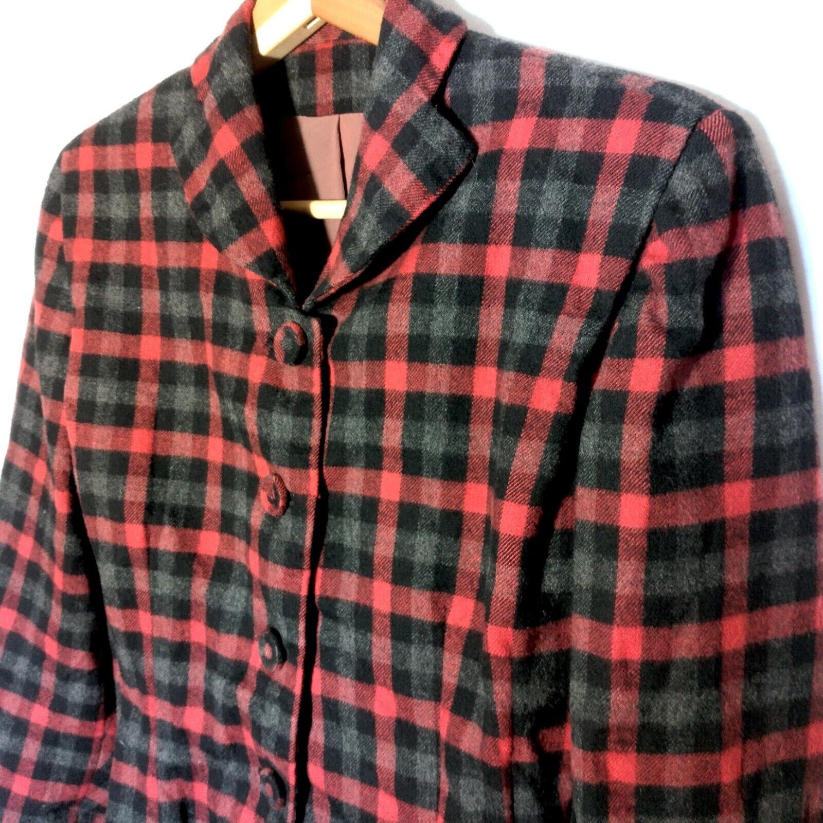 Vintage 1950s Skirt Suit Moordale XS Blazer Skirt Red Gray Virgin Wool