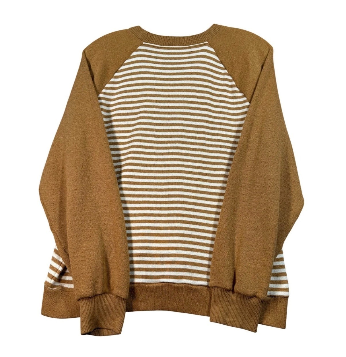 VTG JCPenney Striped Sweater Elbow Patch Brown White Preppy Japan L 70s 80s