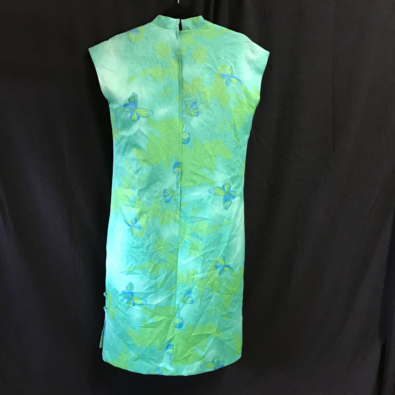 Vintage Diamond Head Asian Inspired Hawaiian Dress Gree Form Fitting Womens 12