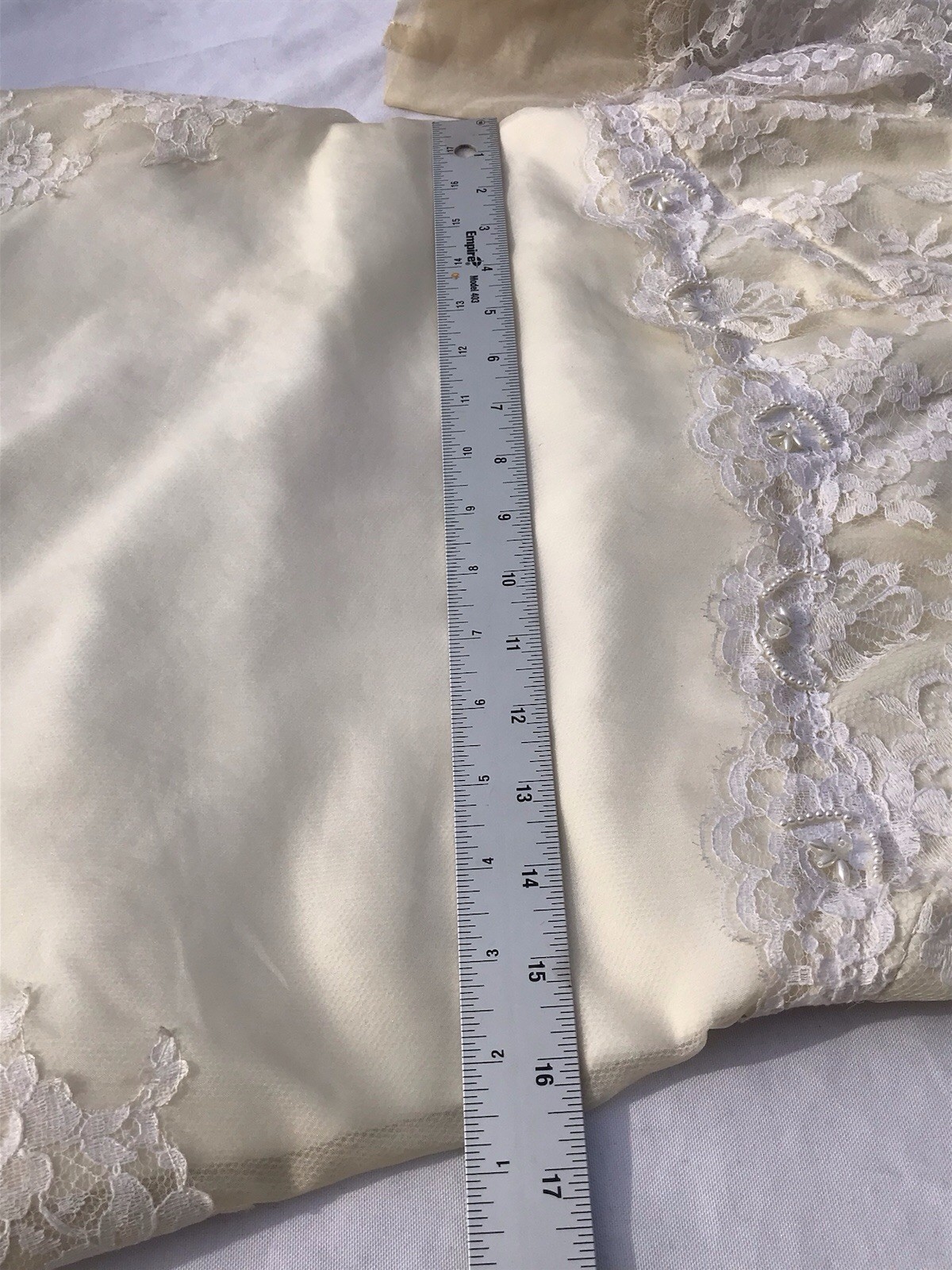 Vtg 60s 70s Lace Cream Wedding Gown Dress Edythe Vincent Alfred Angelo Boho S M