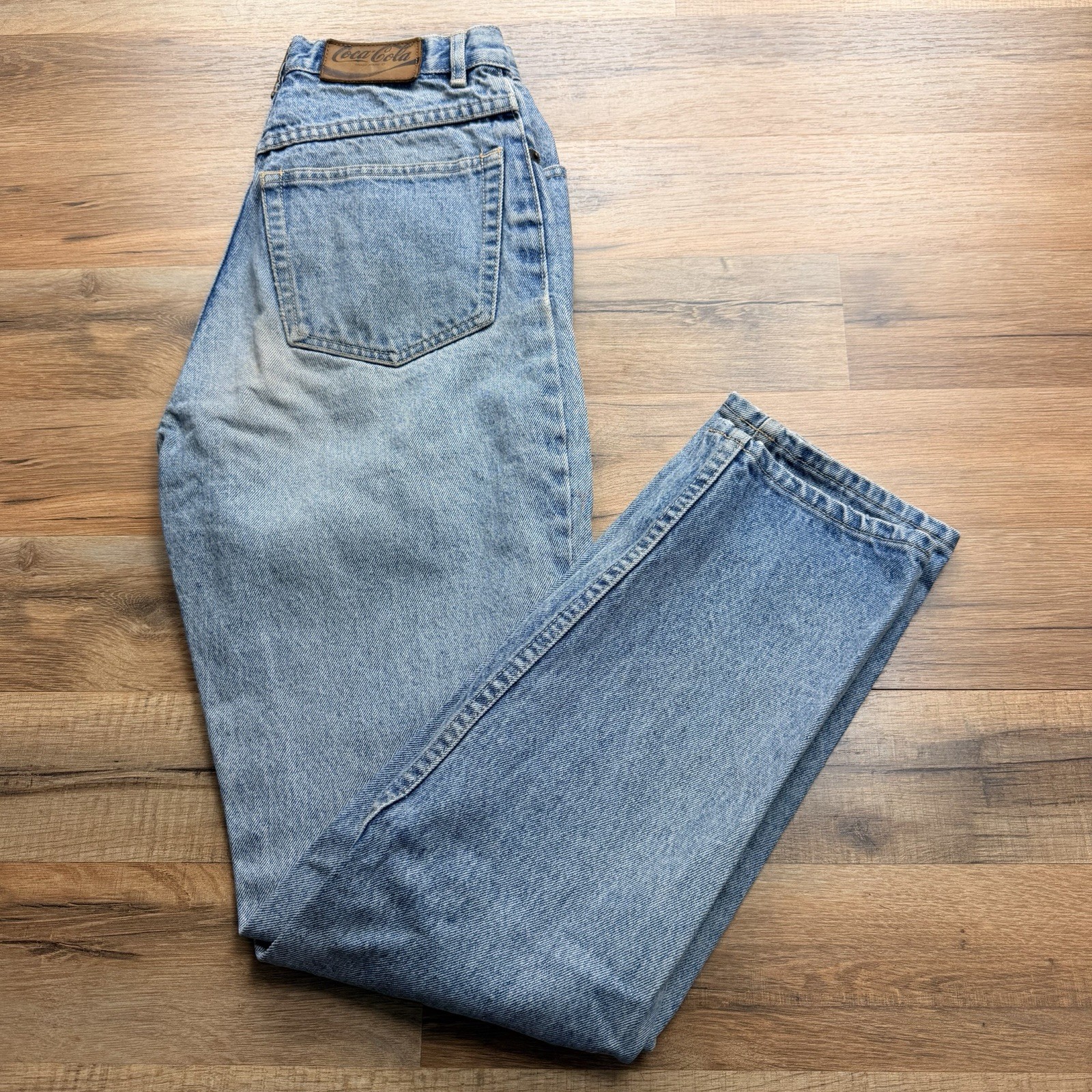 Vtg Coca-Cola Blue Jeans 80s Denim Tapered Leg Mid Rise Womens 6 23×29 Actual