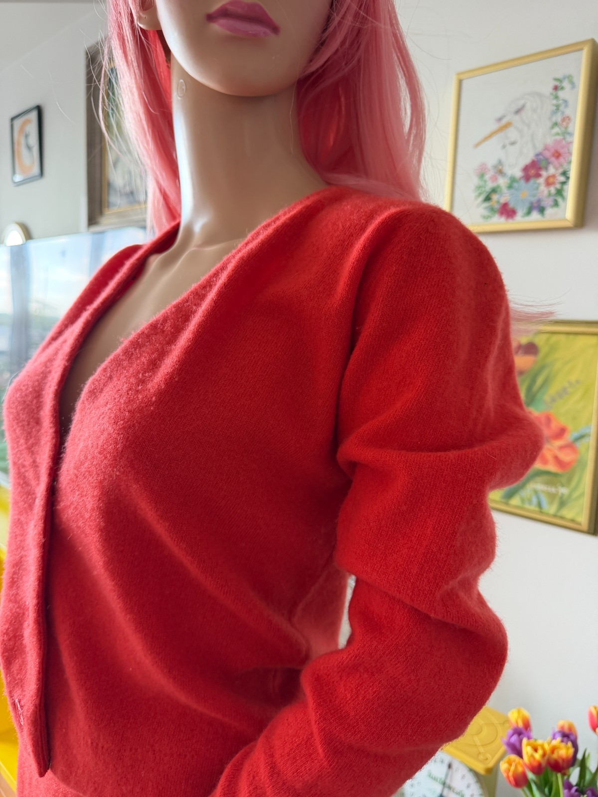 ❤️ Vtg Dalton Cashmere 3pc Skirt Set Cardigan Shell Luxe Minimalist Dress Red S