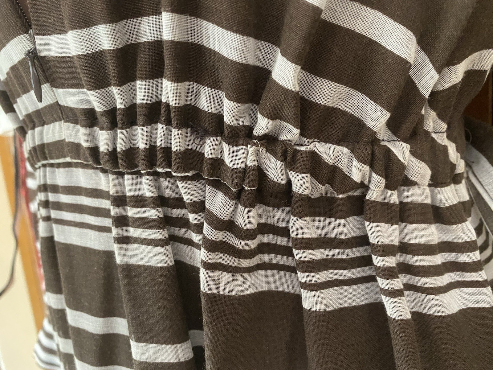 VTG 1963 Field-Schlick Women’s Striped Brown White Sheer Sleeve Maxi Dress NWT