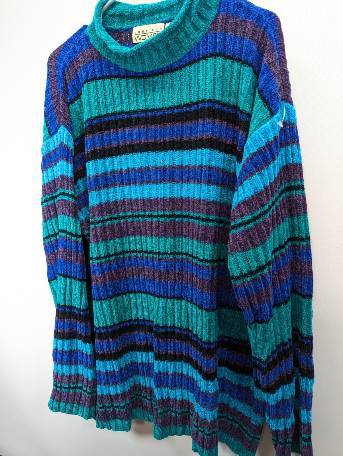 Just for women Vintage Green Blue Stripes Plus size sweater 2X Pullover