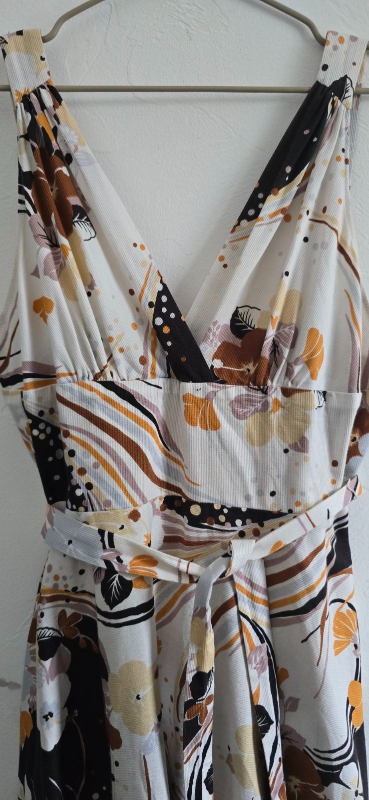 Vintage70sTRINA LEWIS& MARJON COUTURE Cotton Dress Abstract Floral Bust-90cm/35″
