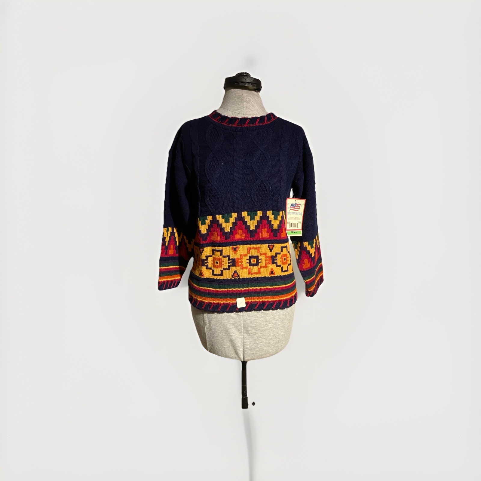 NWT Vintage 80’s Sweater Aztec Pattern Women’s Small Original Tags Attached