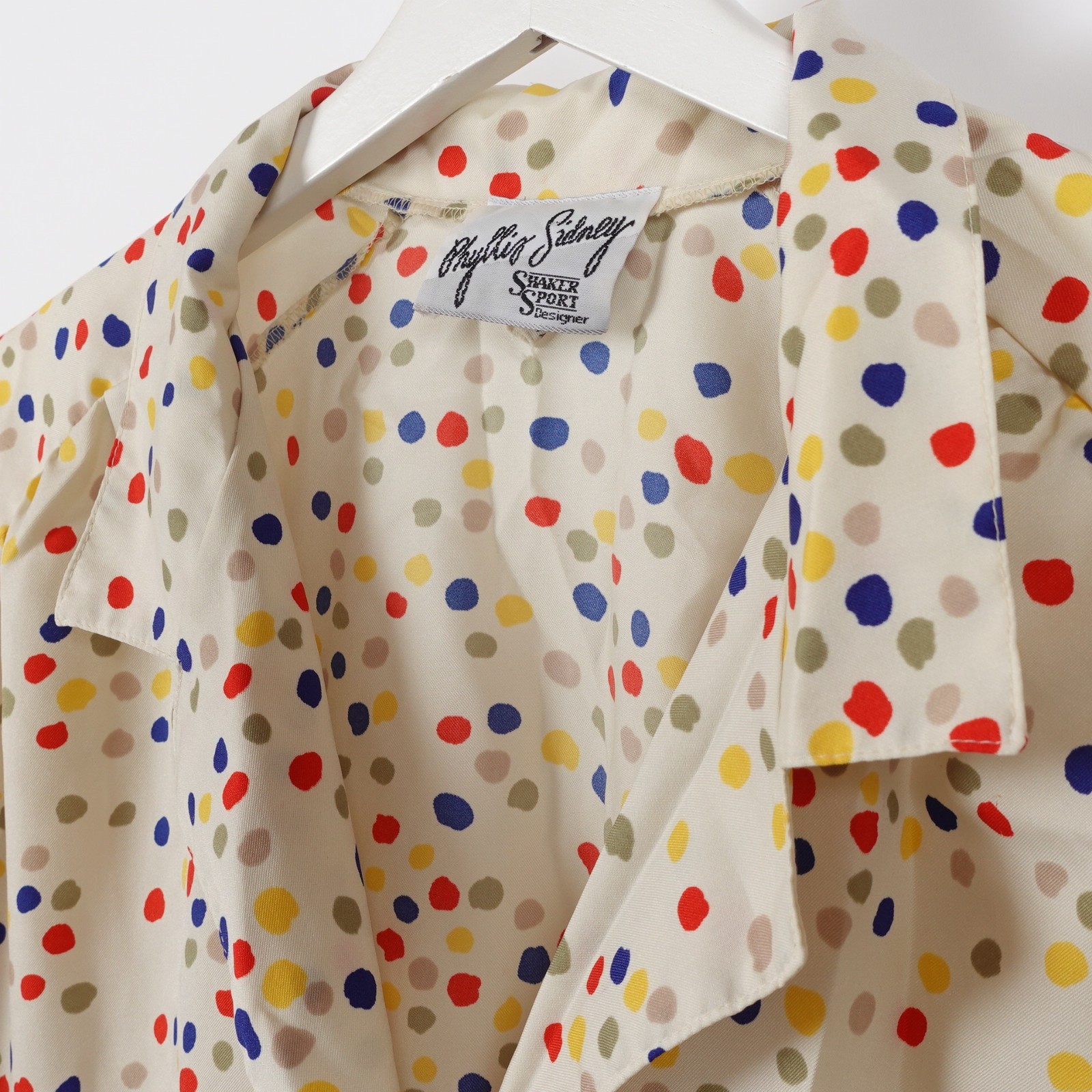 Vintage 70s Polka Dot Art Dots AOP Button Shirt Phyllis Sidney Shaker Sport XL