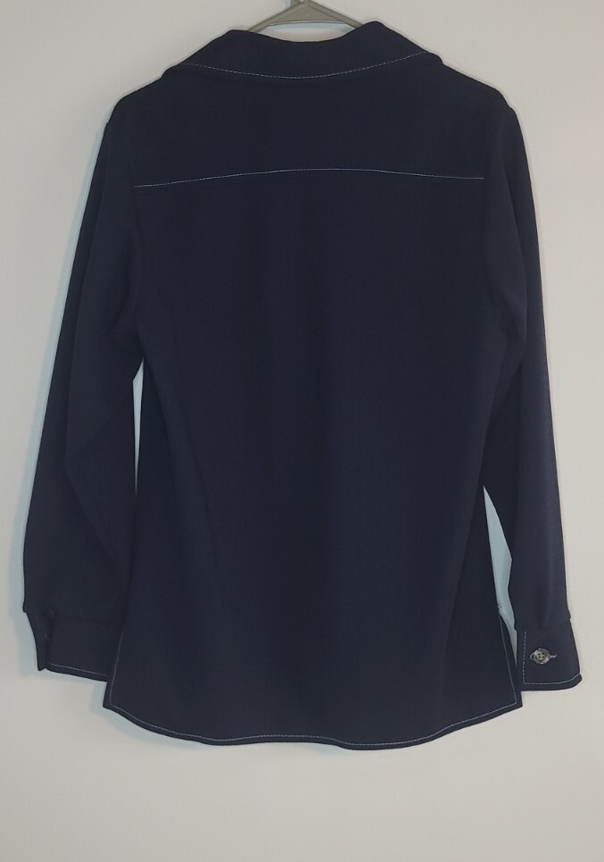 Vintage Time Out By Farah 1970s Sport Coat Leisure Suit Navy Blue Womes M/L