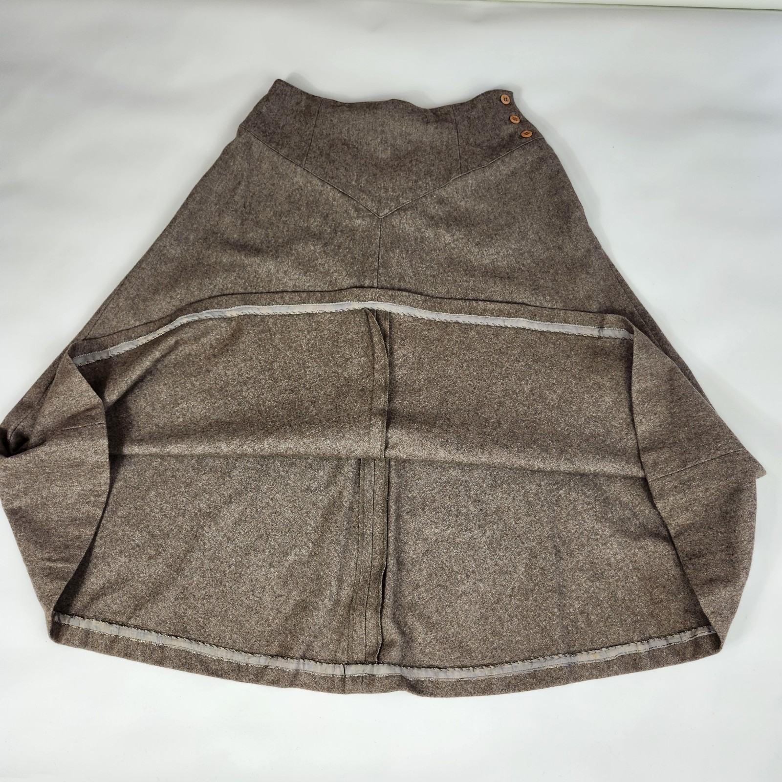 Vintage 70s 80s Wool Blend A-Line Midi Skirt Brown Heather Academic Tweed”