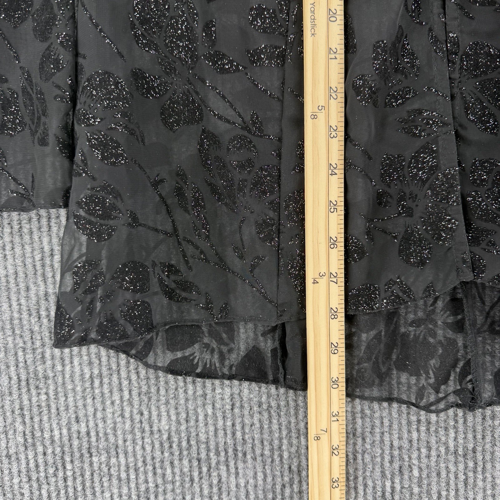 Vintage whimsy goth sheer glitter mesh cardigan fairy grunge black size 14 large