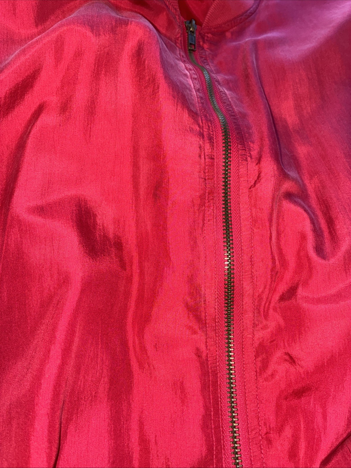 Vintage Y2K YKK Bisbee Women’s Large/XL Silk Bomber Red Zip Up Jacket