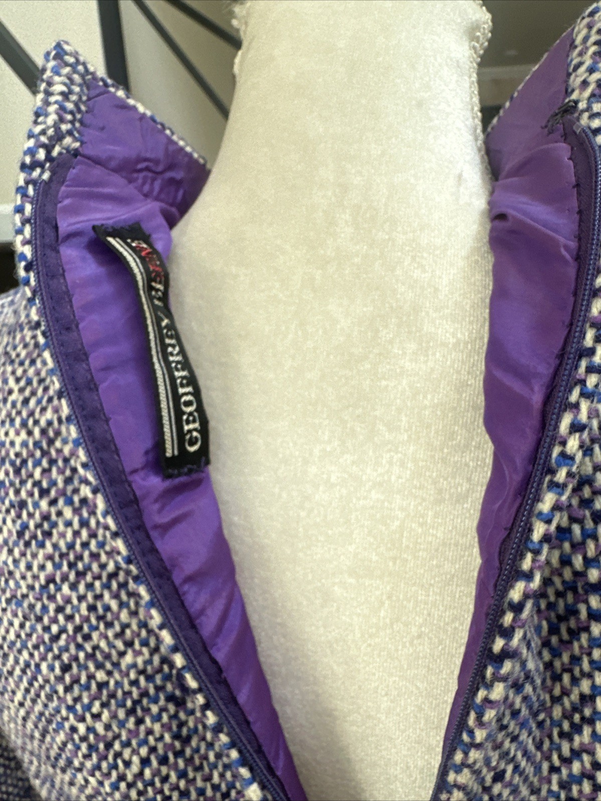 Geoffrey Beene Circa 1965 Purple Nubby Tweed Empire Swing Dress Vintage Size 6