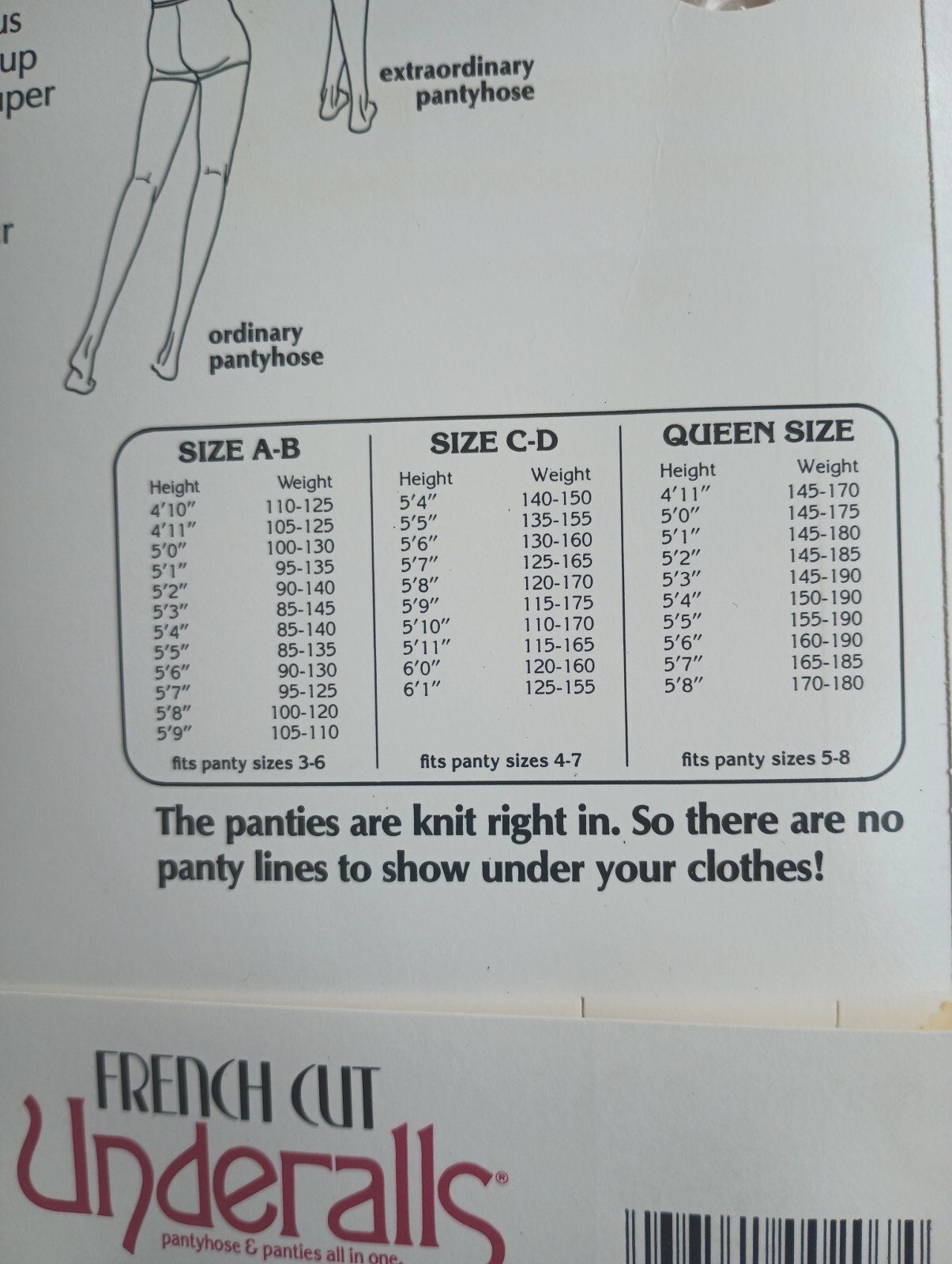 Hanes French Cut Underalls Silks Pantyhose Style 345 Color Buff Size AB