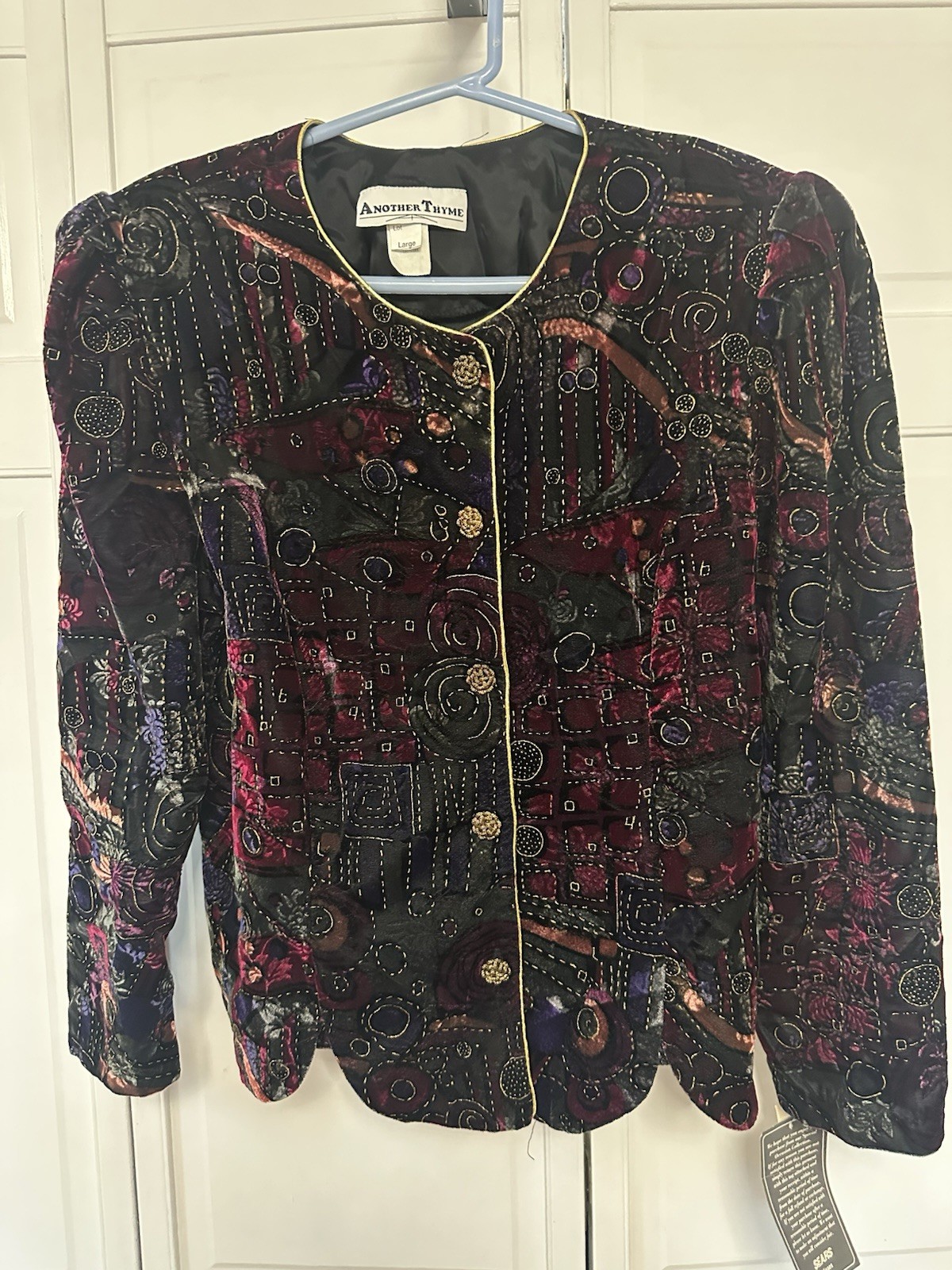Vintage 1980’s Another Thyme Artsy Velvet Sparkle Evening Jacket Size L VTG