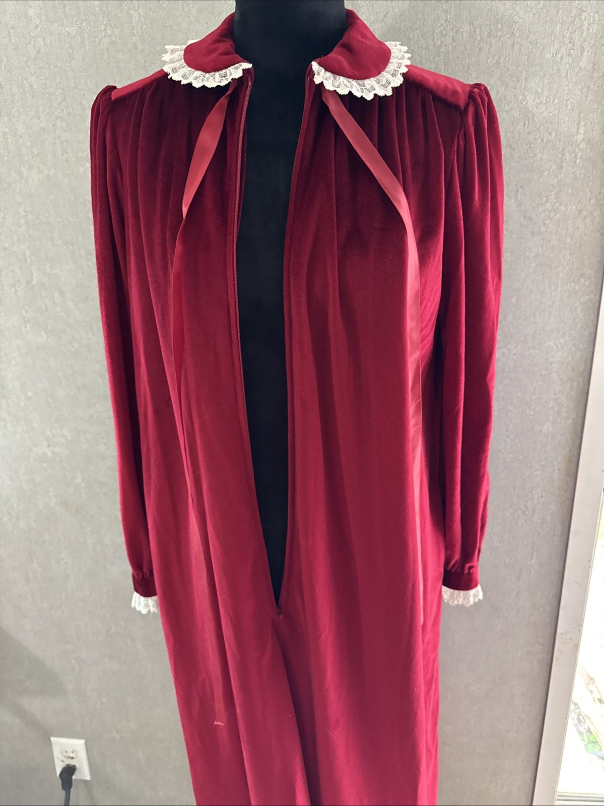 Vintage 1970s Red Velvet Homemade Prairie Dress Nightgown Whimsigoth