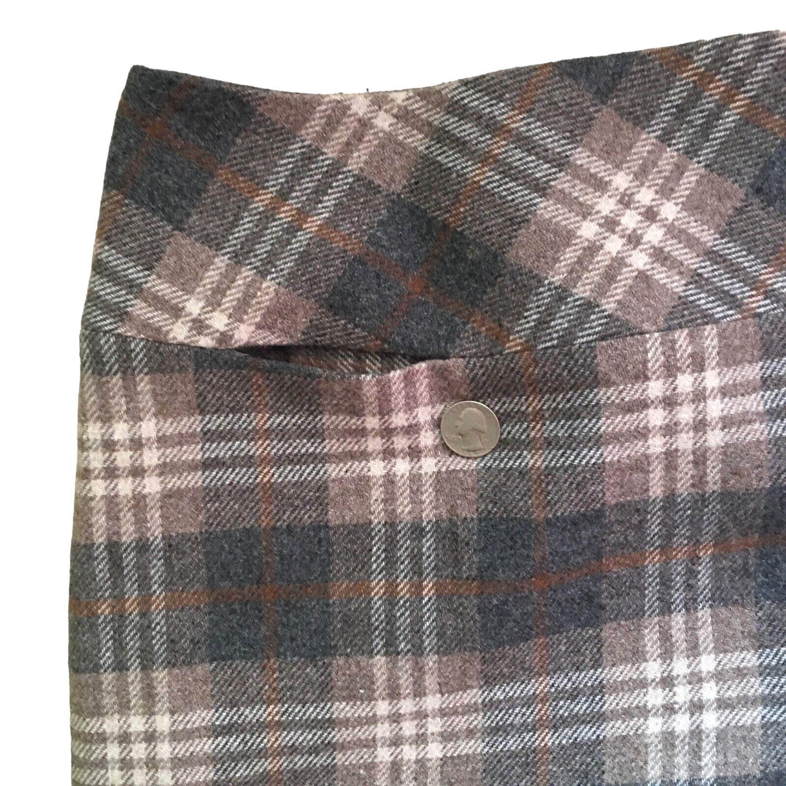 Vintage 80’s David N. Sz. 8 Womens Midi Wrap Skirt Plaid Fringe Wool Blend Lined