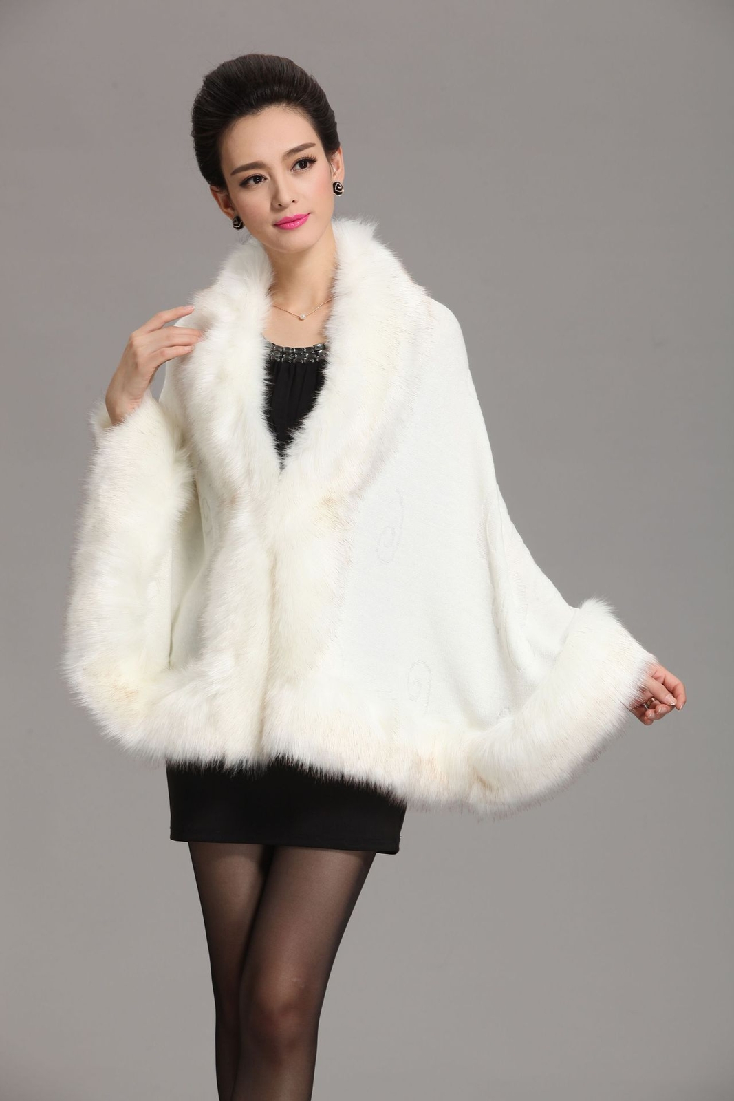 Women faux fur shawl Poncho Cape wedding Wrap Shawl bride Cloak Blanket