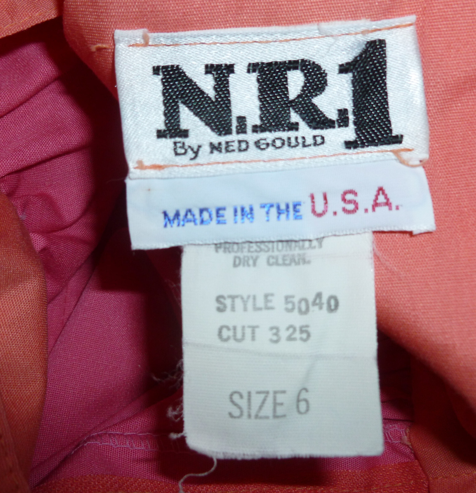 Vintage 1970s NR1 Ned Gould Colorblock Sun Dress Sherbet Pink Orange Purple SZ S