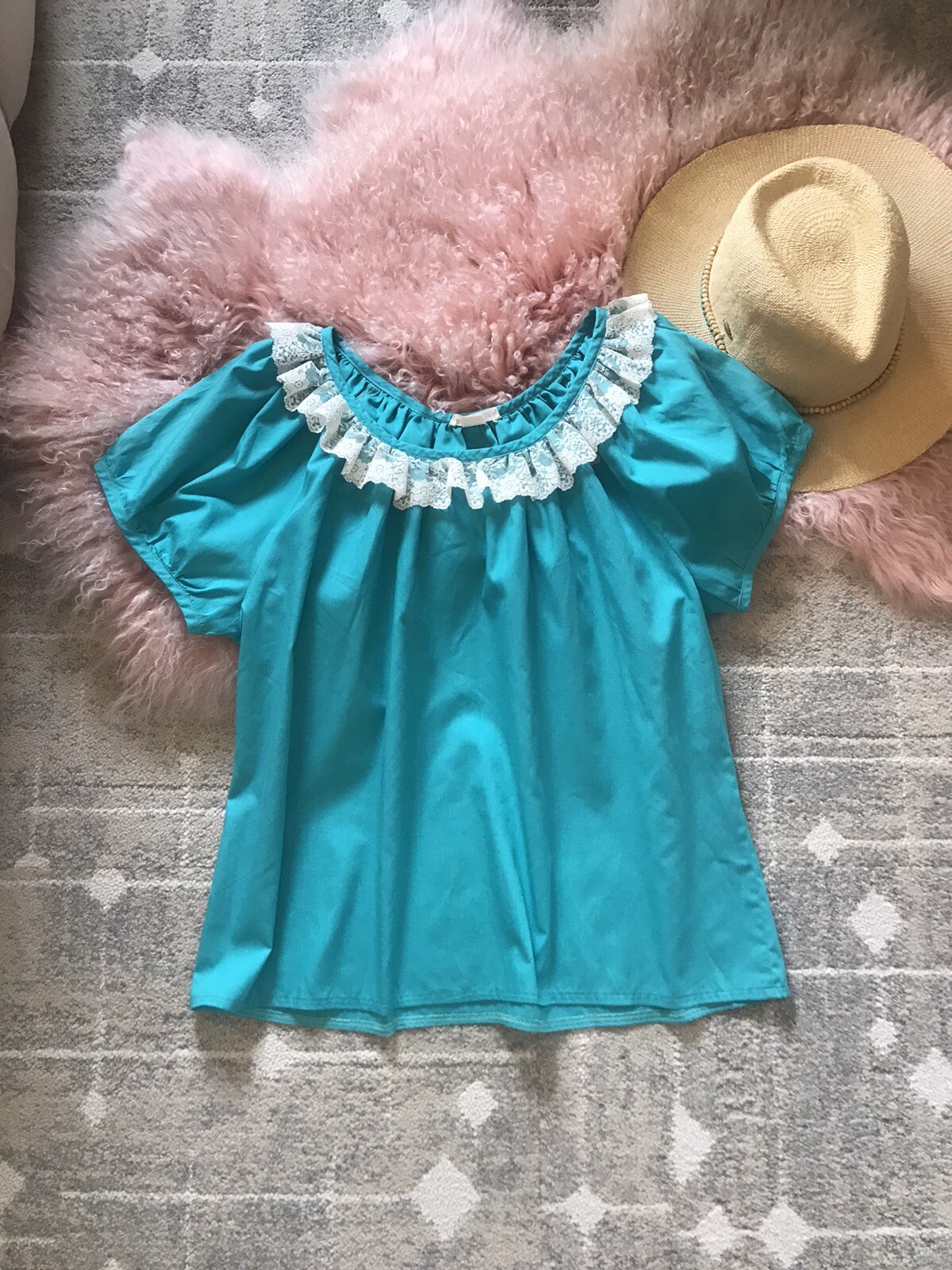 Vtg 70’s Mexican Lace Tunic Top Boho Festival Hippie Mondiki Arizona Blouse M L