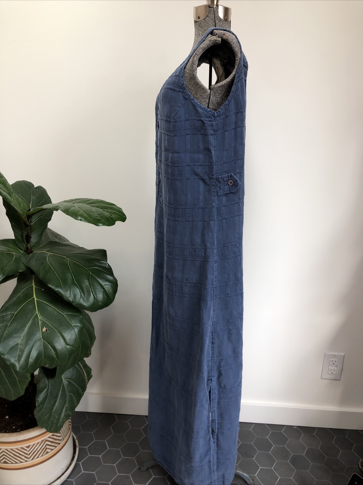 Vintage 90s Democracy Maxi Dress Grown In The USA M Minimalist Blue