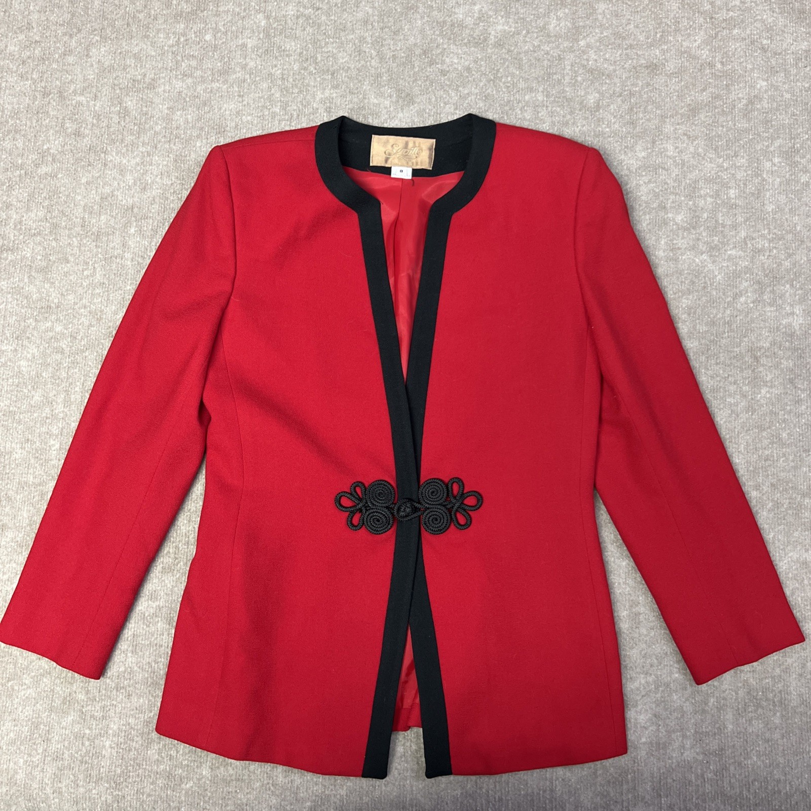 Saville Woolmark Jacket Blazer Red Sz 8 Vintage Lined Single Button Shoulder Pad