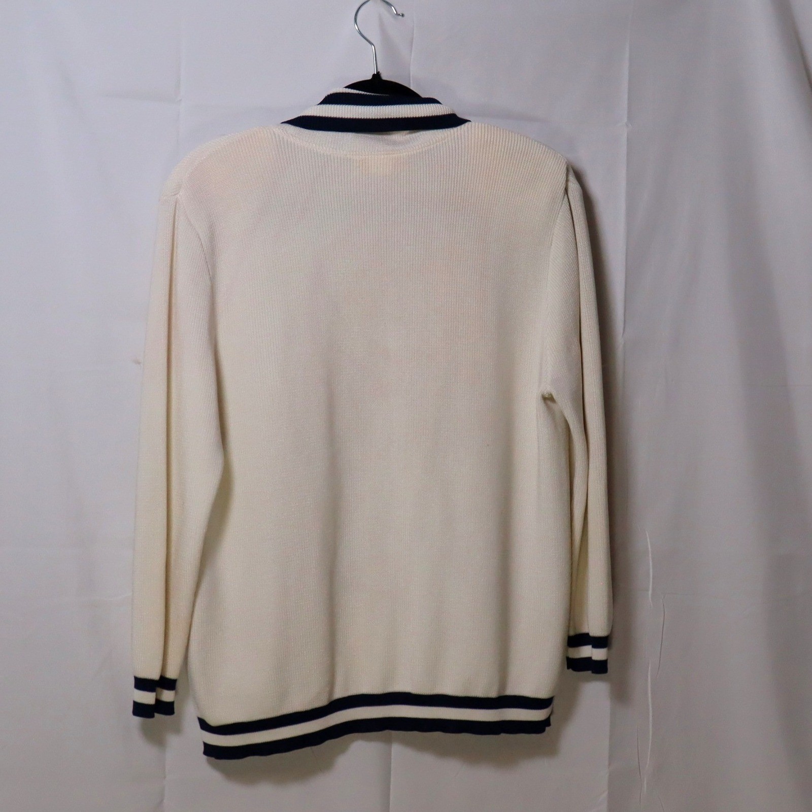 Vivanti Cardigan Sweater L White Womens Vintage Varsity Preppy