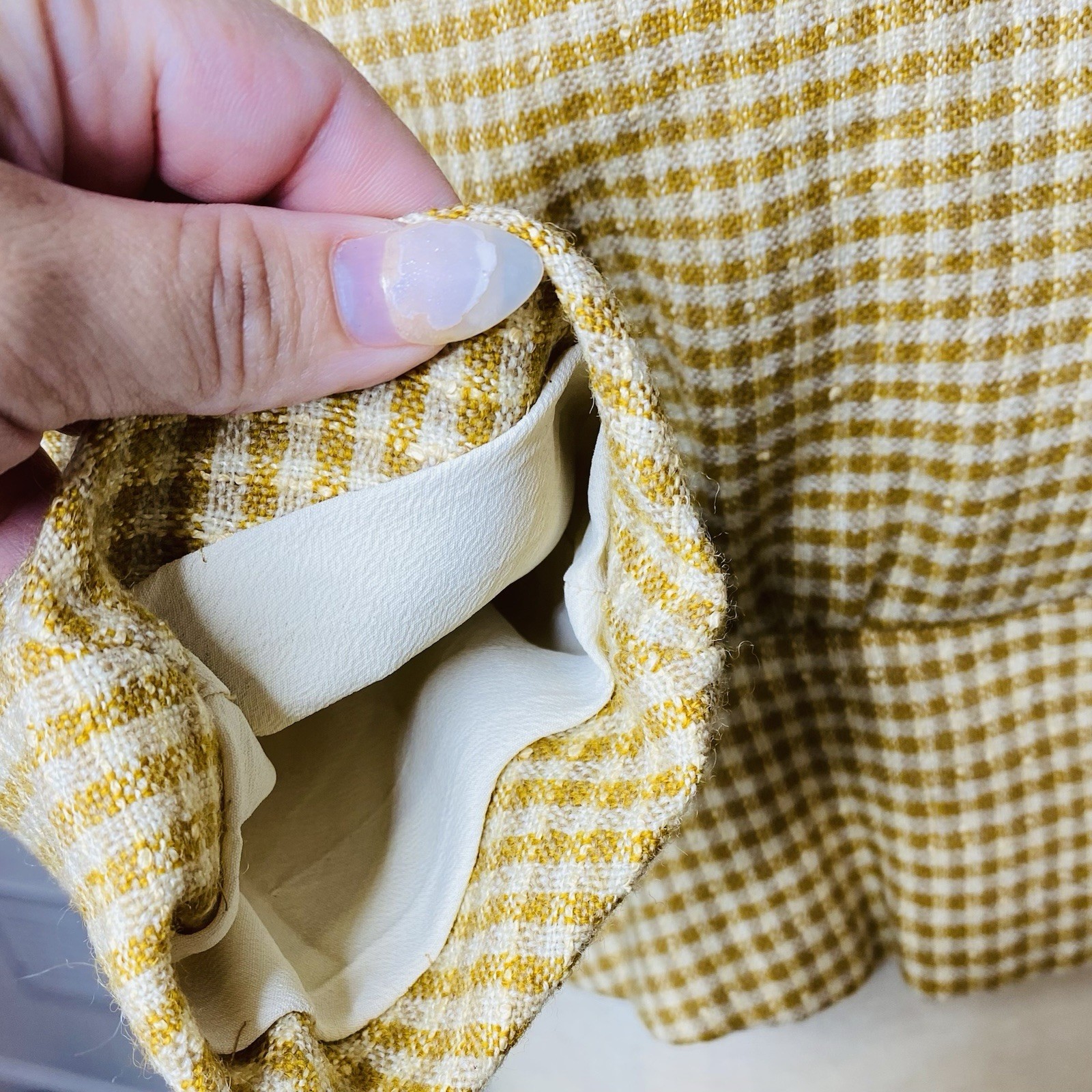 VTG 1950s Moordale Junior Suits Gingham Peplum Jacket Yellow White Check Kirvens
