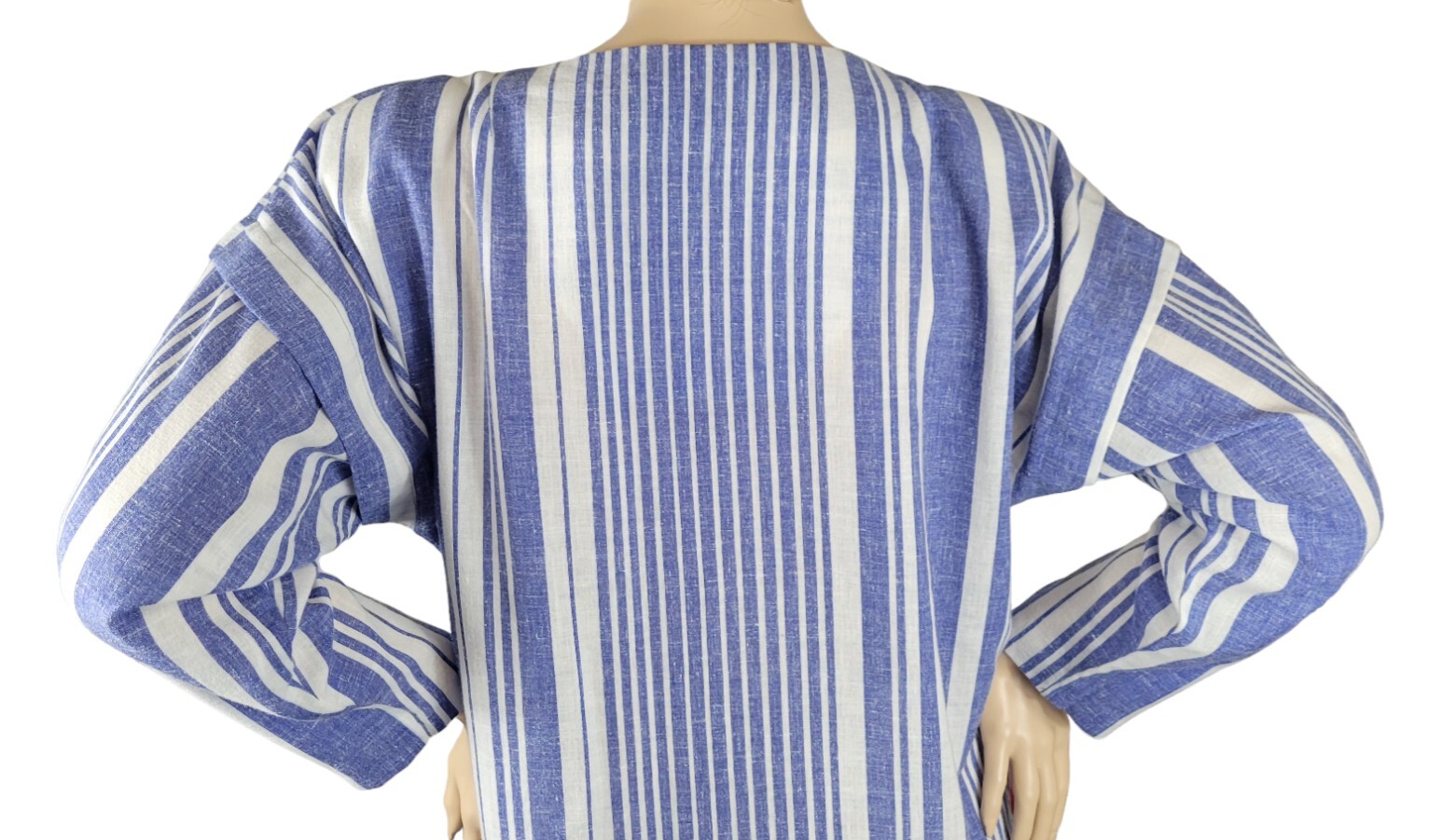 Vintage Lorac Original Div Lady Carol Linen Stripe Midi Shirt Sheath Dress Union