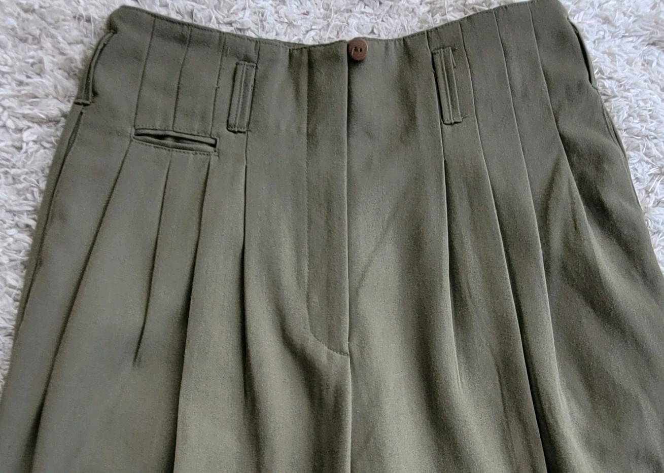 VTG Together Spiegel Olive Green Cuffed Pleated High Waist Pants 90s Wmn’s 27×30