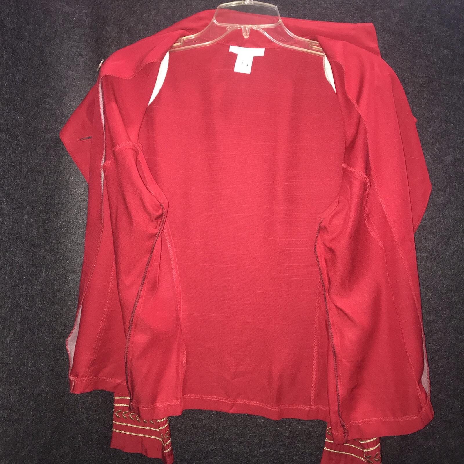 LEW MAGRAM Collection Vintage 80s Blouse Top Red With Gold Buttons Embroidery *