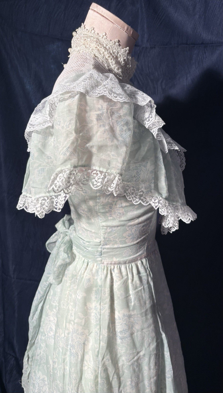 Gunne Sax by Jessica McClintock 1980s Blue Prairie Lace Ruffle Dress 5 New