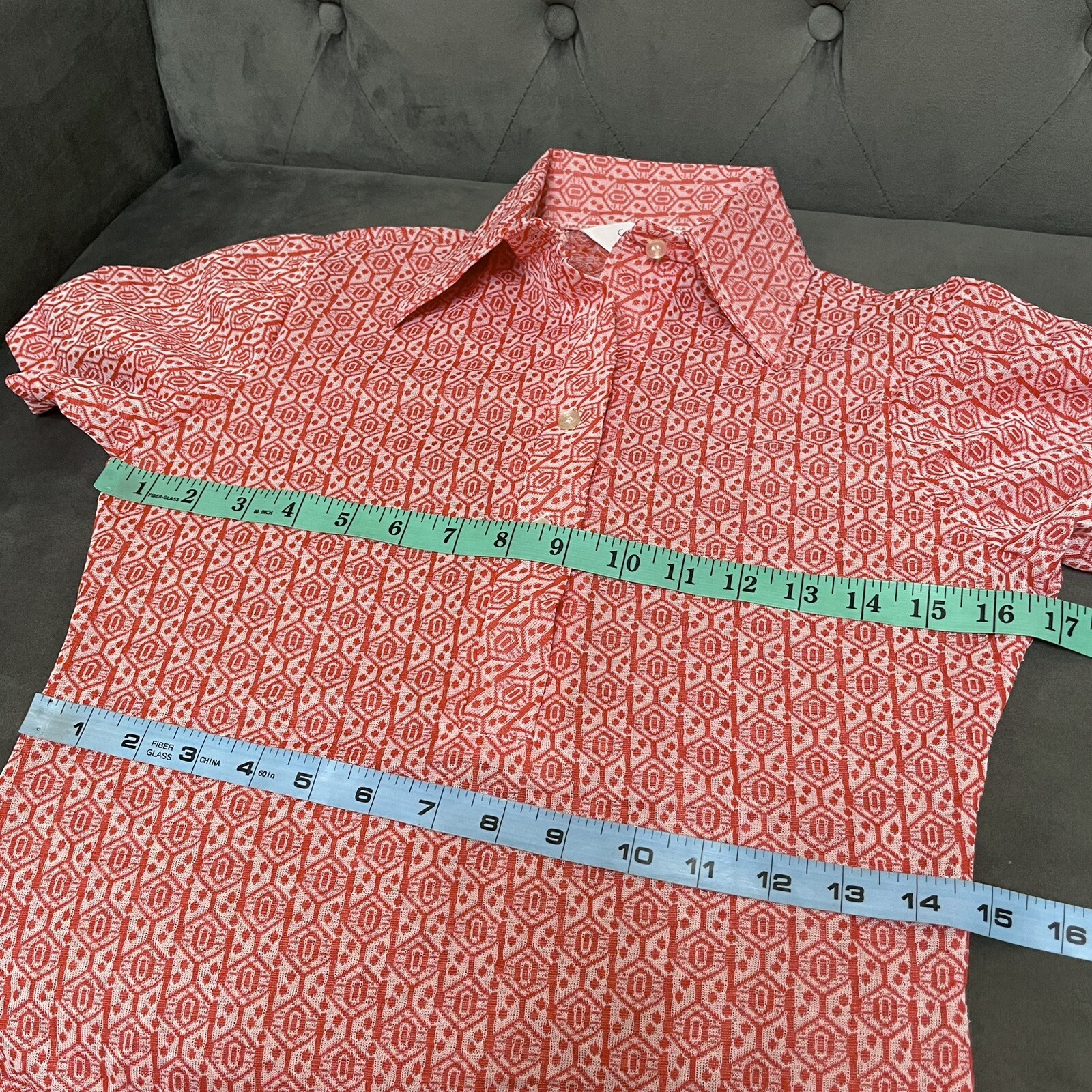 Langtry Ltd Vintage 70’s 60’s Womens Sz S Small Bodysuit Shirt Blouse Jacquard