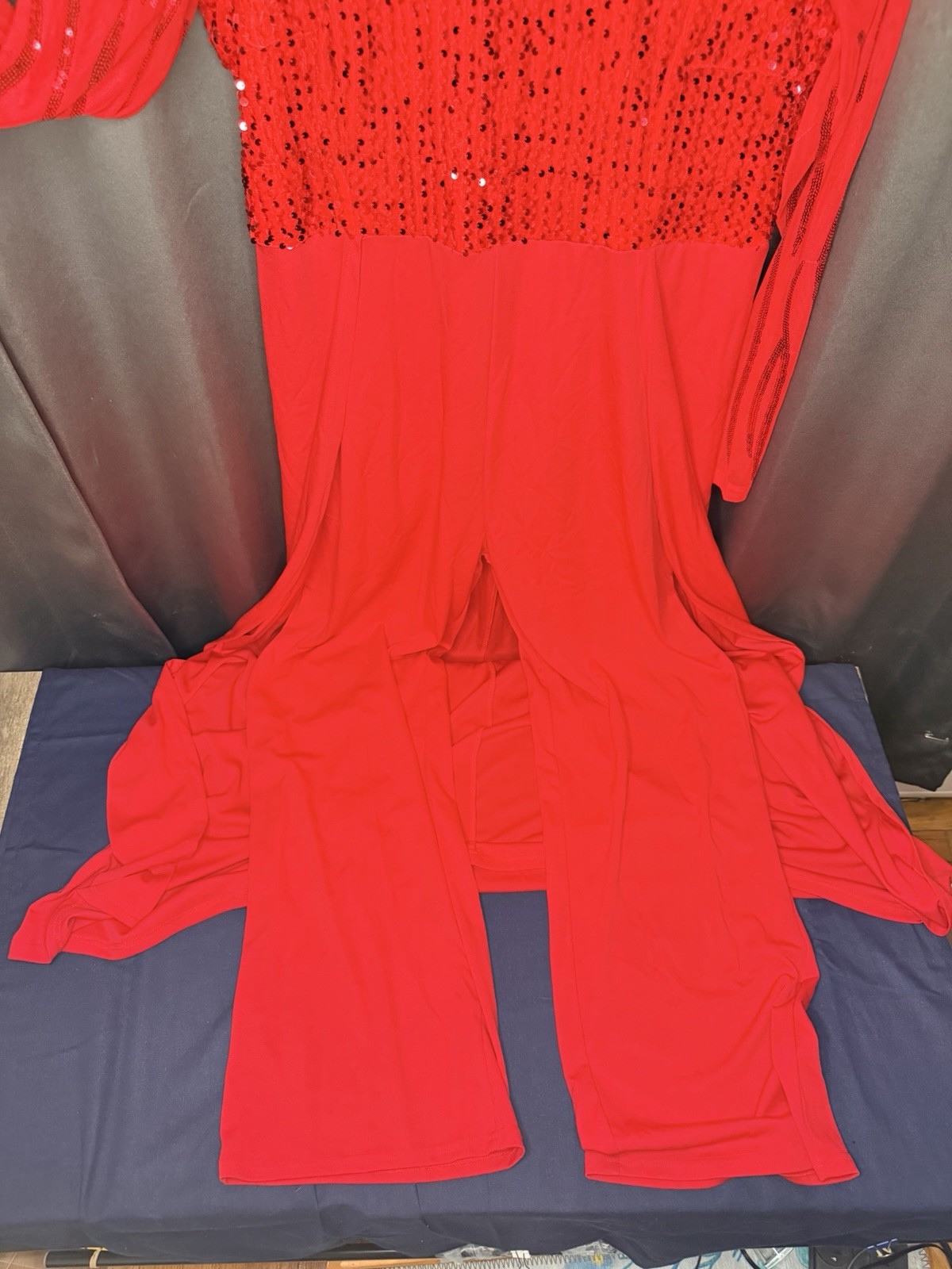 IWFEV Women Red Sequin Jumpsuit Overlay Romper High Waist Evening Party XXL