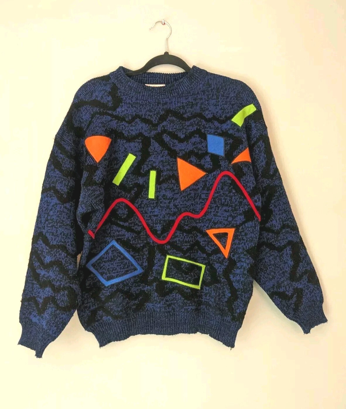 Vintage Cherry Stix Limited Geometric Sweater Royal Blue Size Small