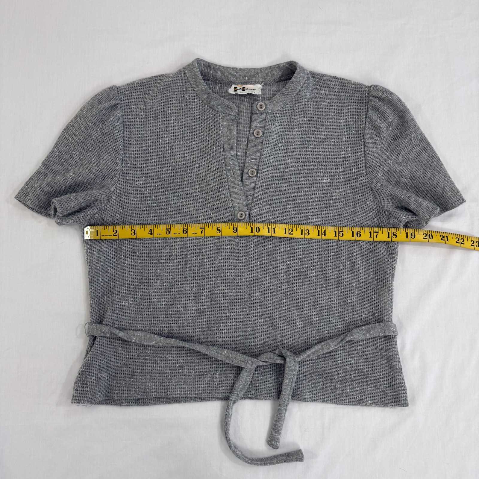 Vintage Marty Gutmacher Gray Short Sleeve Sweater ILGWU Union Made USA Size 8