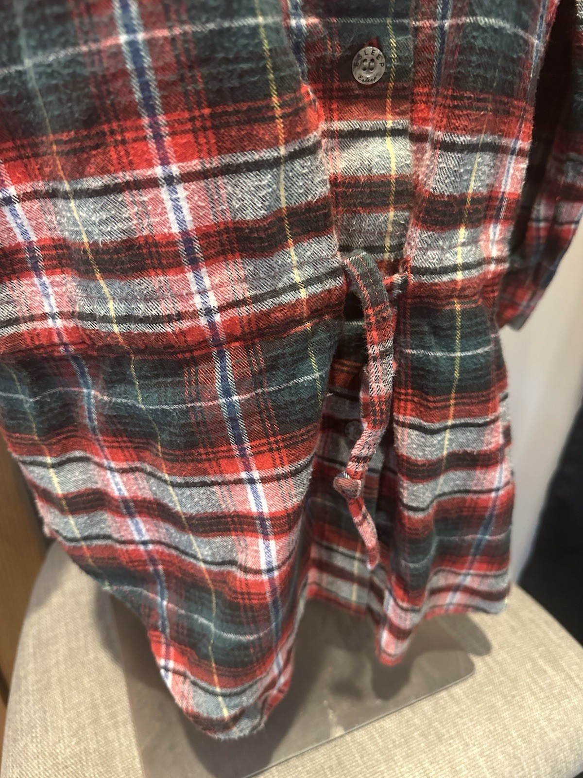 Vintage Esleep Pajams M Plaid Flannel Night Shirt 90’s Sleepwear Christmas PJ’s