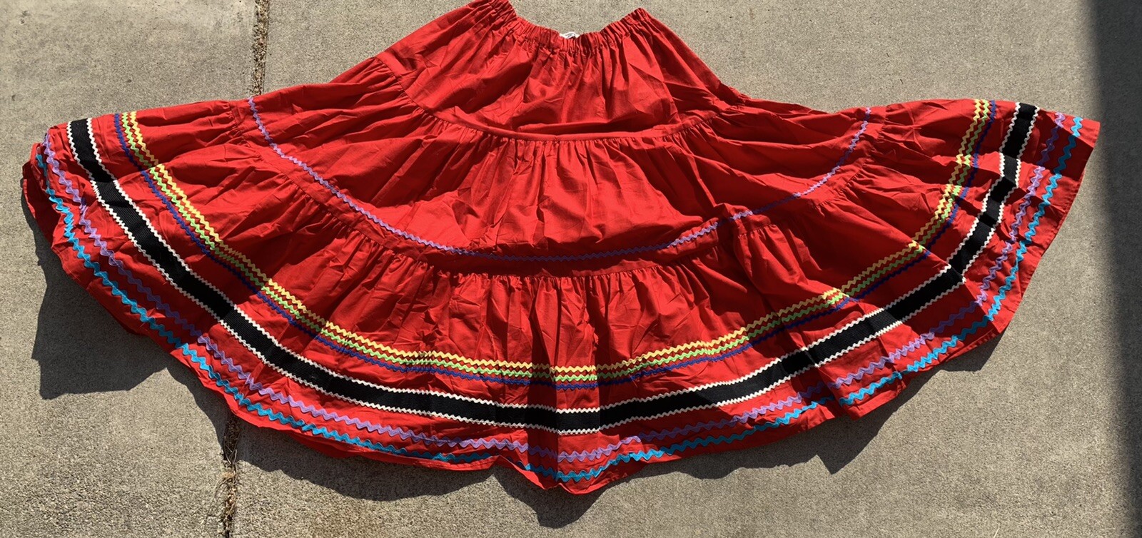 vintage peasant skirt red multicolor ric rac i magnin Sottana by David Lobman 4
