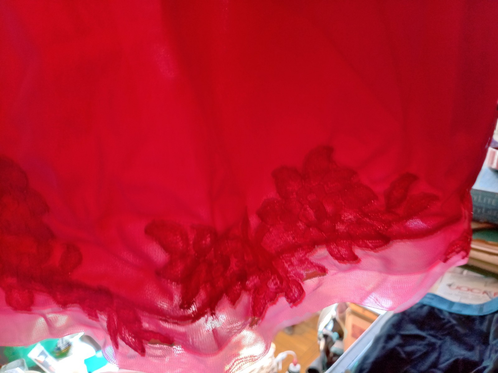 Suavette 50’s Vintage Van Raalte All Nylon Half Slip Red Lace Chiffon Skirt