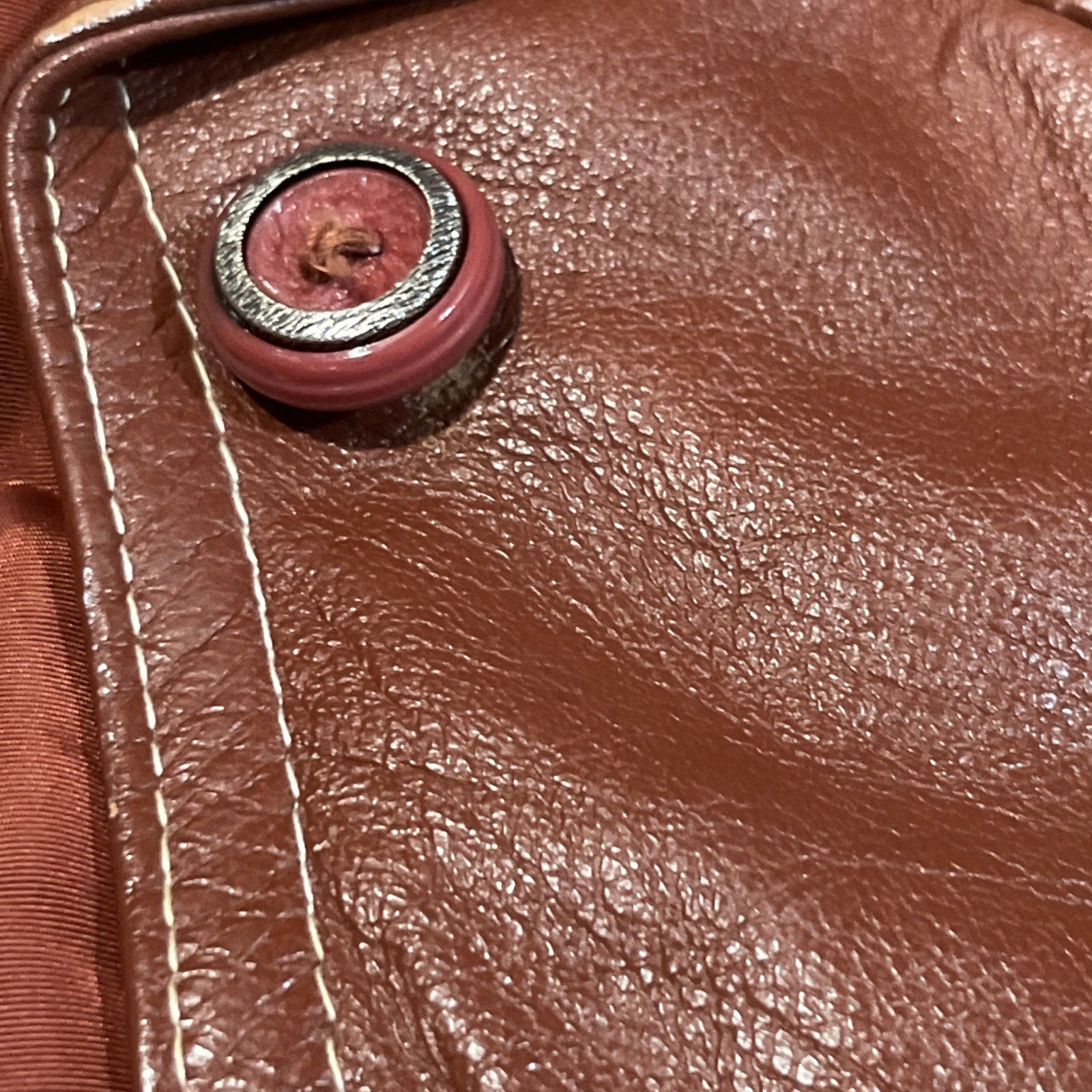 Woman’s Leather Coat Cognac Boho Mod Groovy Disco 70s Style Glam See Measurement