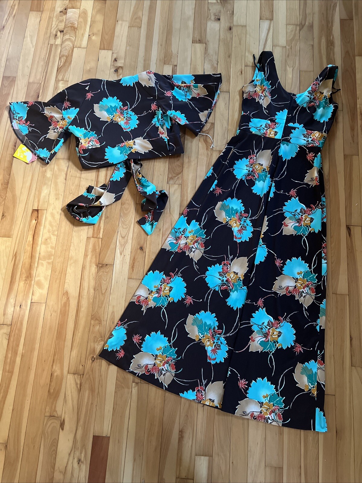 C.M. Courtney Vintage Maxi Dress & Cropped Wrap Jacket USA Made Women’s 9/10