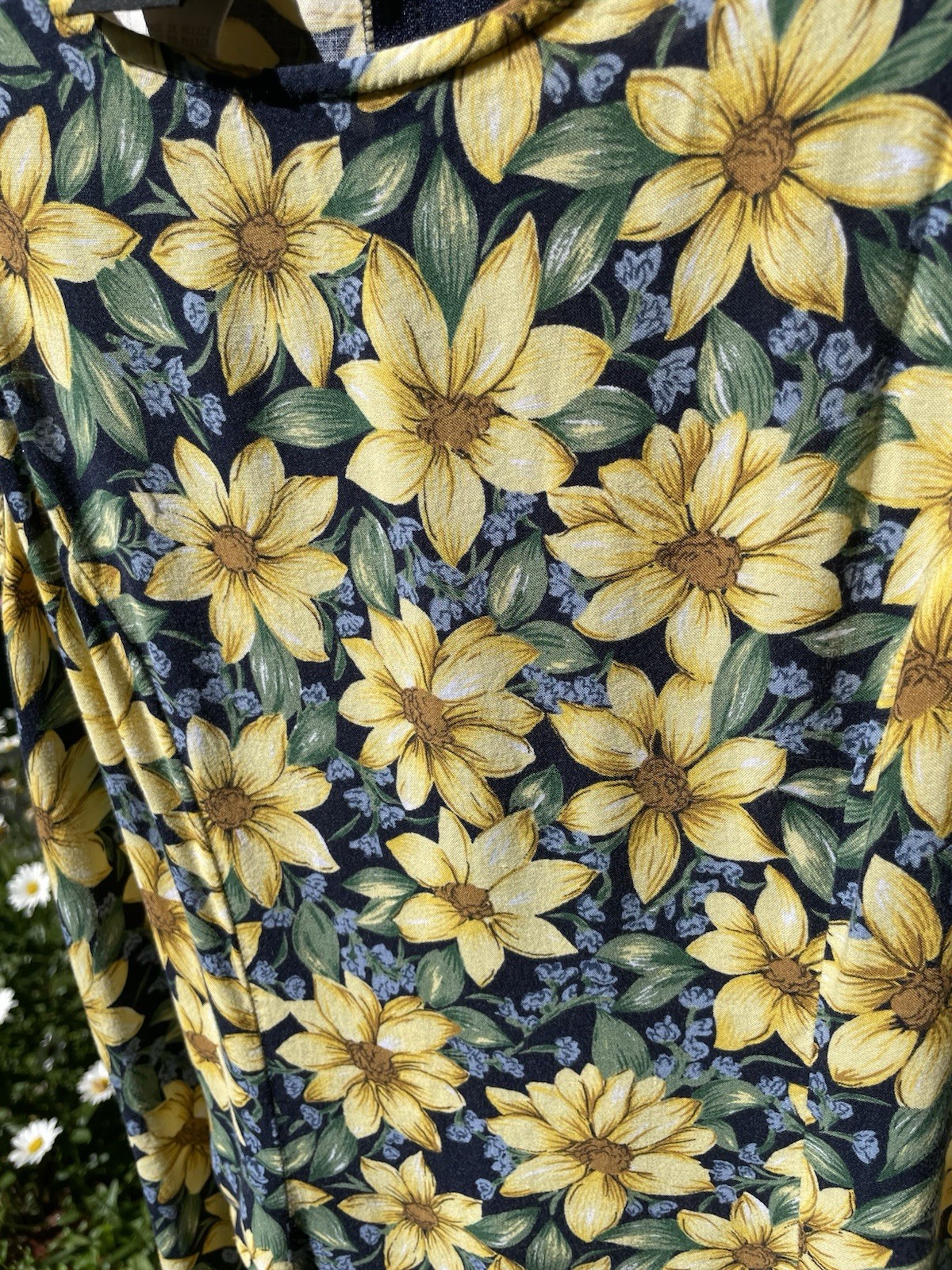 Vintage 90s My Michelle Sun Flower Print Soft Rayon Back Zip Short Dress 9/10